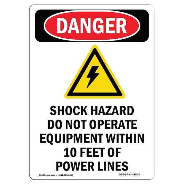 Safety Sign, OSHA Danger, 5" Height, Shock Hazard Do Not, Portrait, 10PK